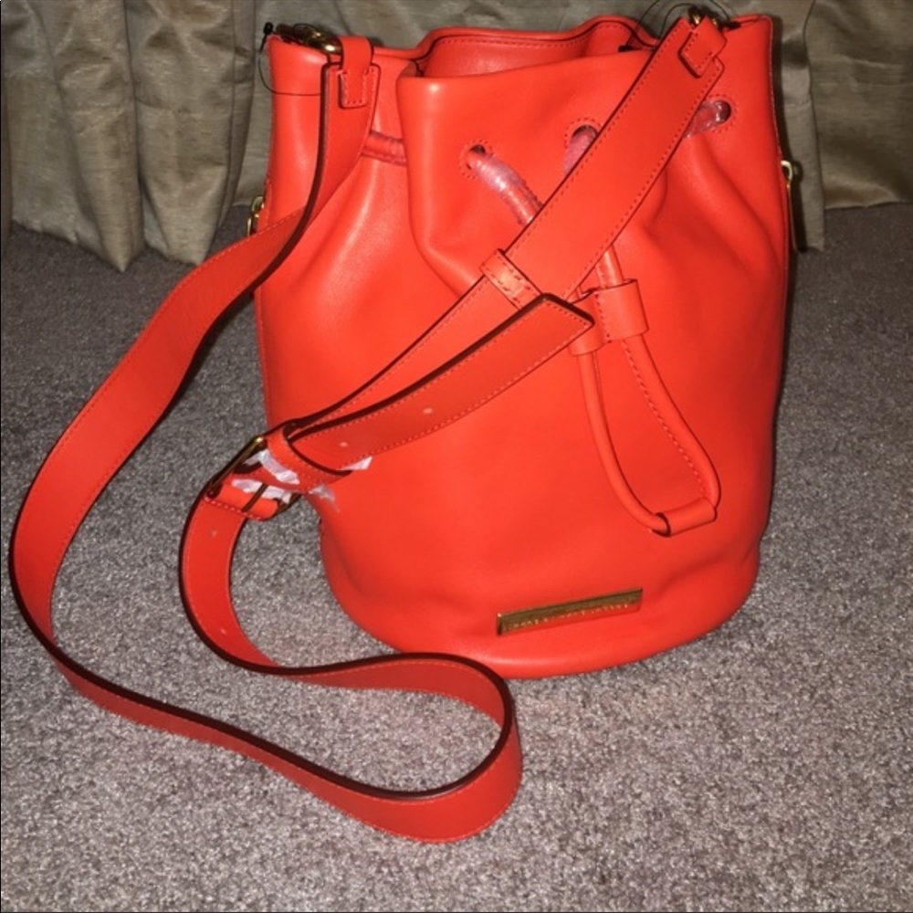 NWT Marc Jacobs Orange Leather Bucket Shoulder Bag